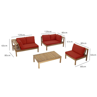 Dakota outdoor sofa set - solid wood and red - Laura James