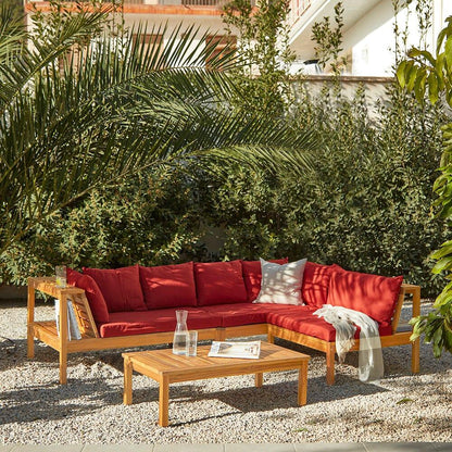 Dakota Garden Corner Sofa Cushion Covers - Red - Laura James