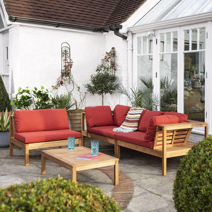 Dakota outdoor sofa set - solid wood and red - Laura James