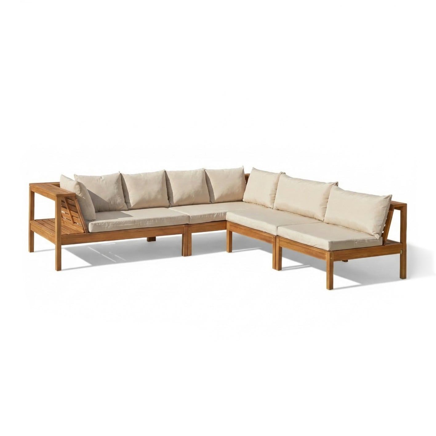 Dakota 7 Seater Wooden Corner Sofa Set - Natural Acacia - Laura James