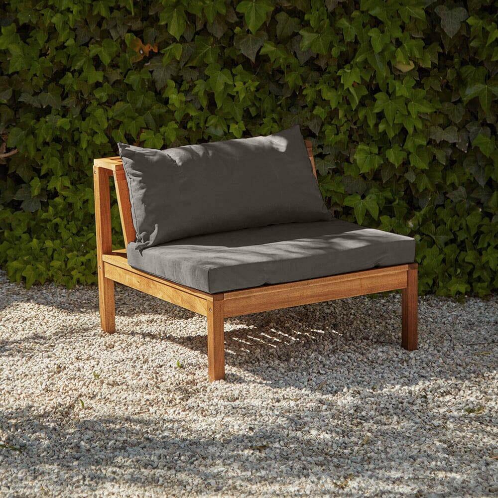 Dakota Mid Section/Chair - Natural Acacia with Grey Cushions - Laura James