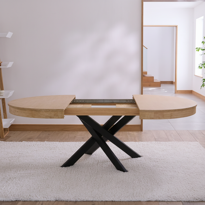 Amelia Whitewash Wood Extendable Dining Table With Black Legs - Laura James 