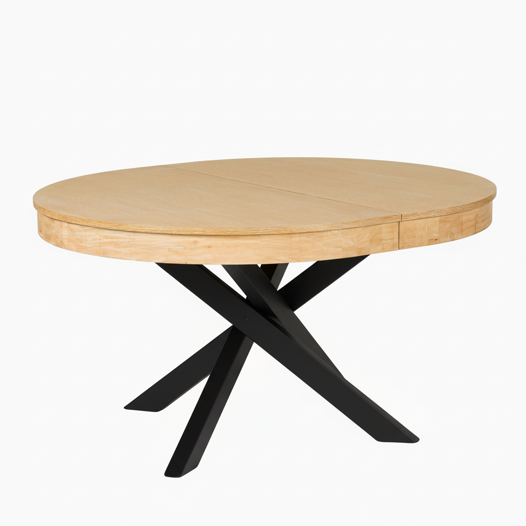 Amelia Pale Oak Extendable Dining Table With Black Legs - Laura James 