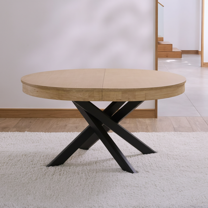 Amelia Whitewash Wood Extendable Dining Table With Black Legs - Laura James 