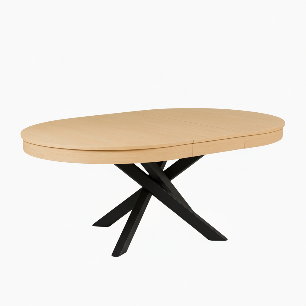 Amelia Pale Oak Extendable Dining Table With Black Legs - Laura James 