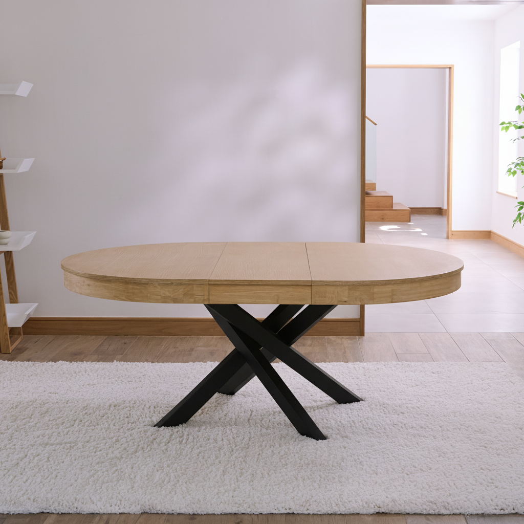 Amelia Whitewash Wood Extendable Dining Table With Black Legs - Laura James 