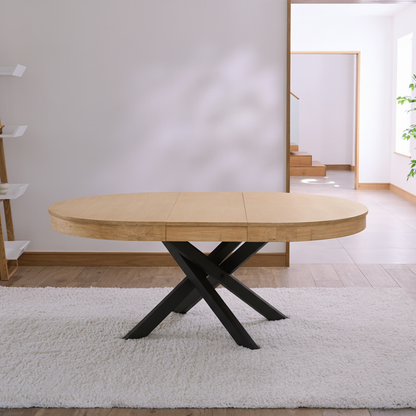 Amelia Pale Oak Extendable Dining Table With Black Legs - Laura James 