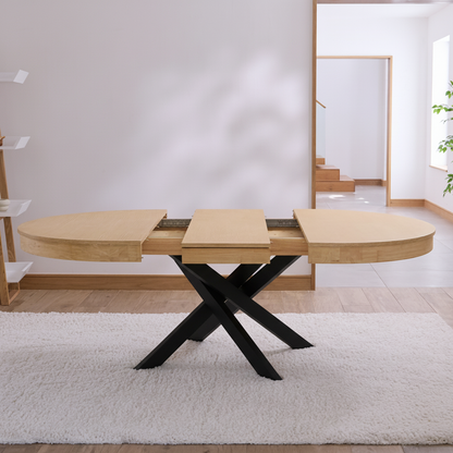 Amelia Pale Oak Extendable Dining Table With Black Legs - Laura James 