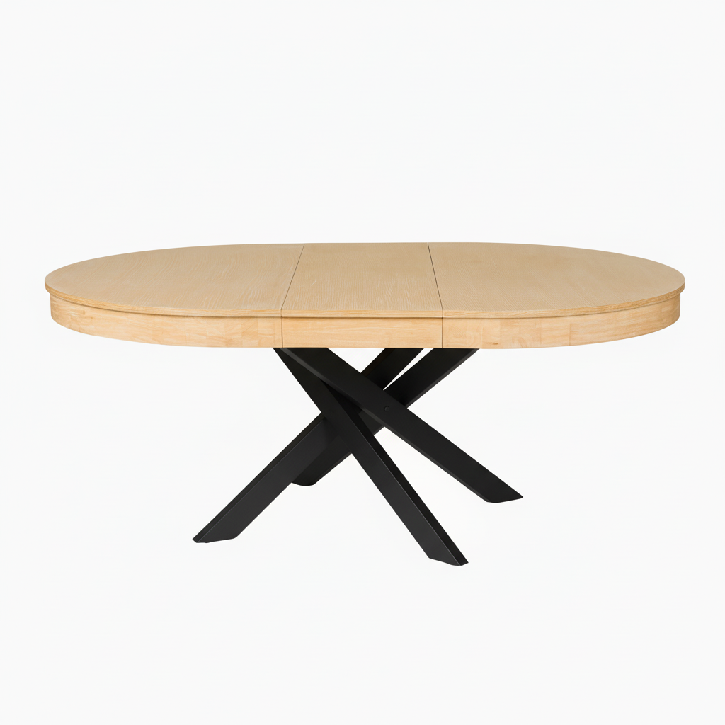 Amelia Pale Oak Extendable Dining Table With Black Legs - Laura James 