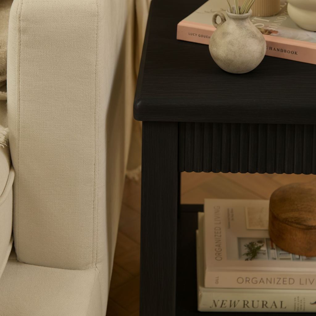 Raleigh Black Oak Side Table - Laura James