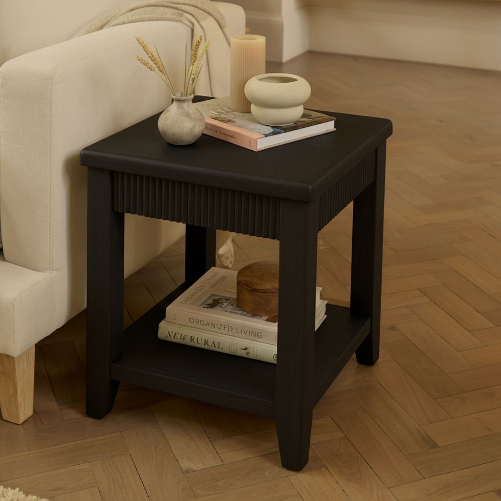 Raleigh Black Oak Side Table - Laura James