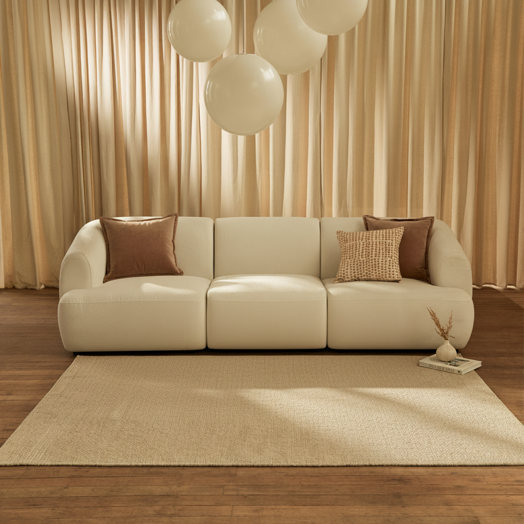 Nathalia 3-Seater Sofa - Chalked White Boucle - Laura James 