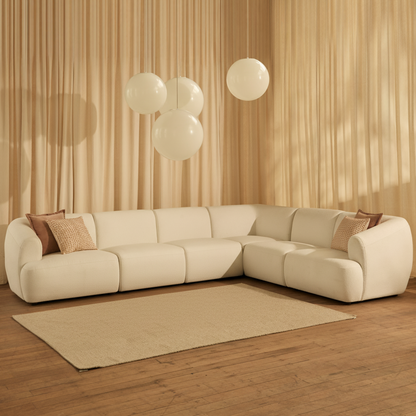 Nathalia Large Right Hand L-Shape Sofa - Chalked White Boucle - Laura James 