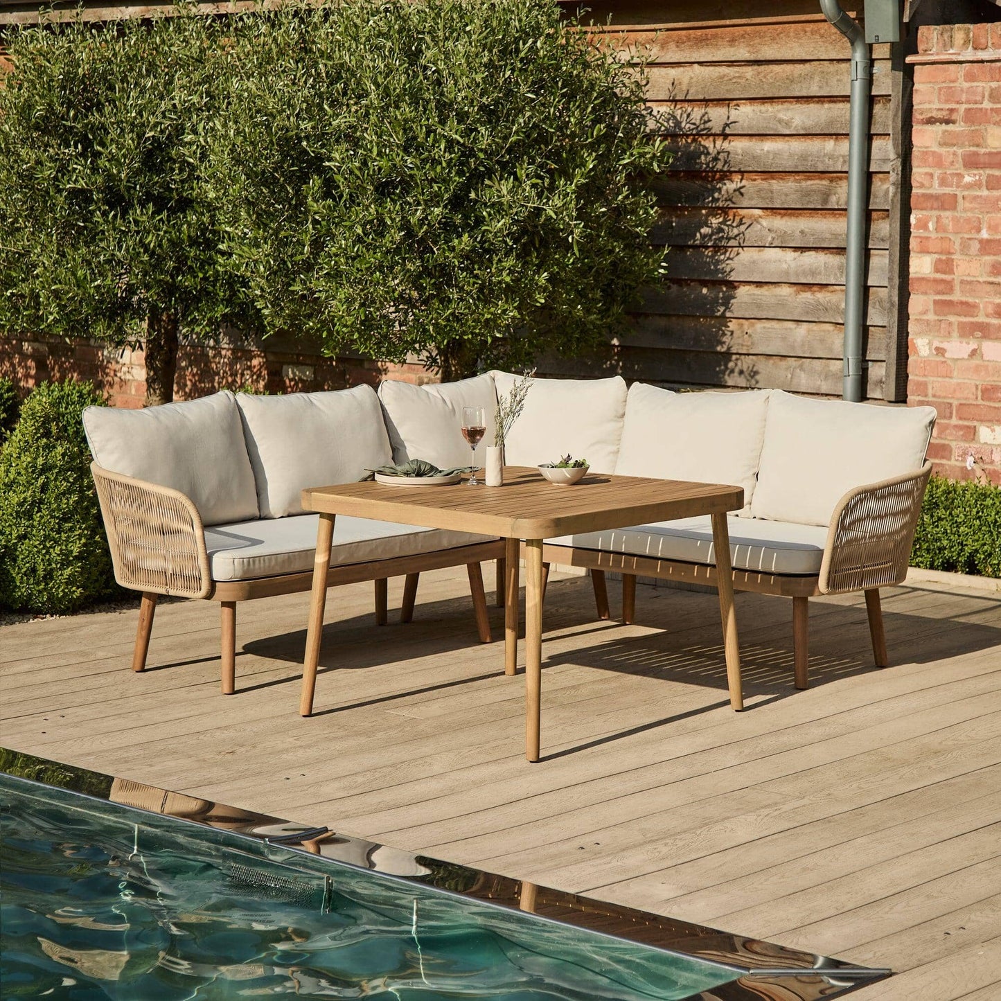 Eaden Rope Corner Dining Set - Natural - Laura James