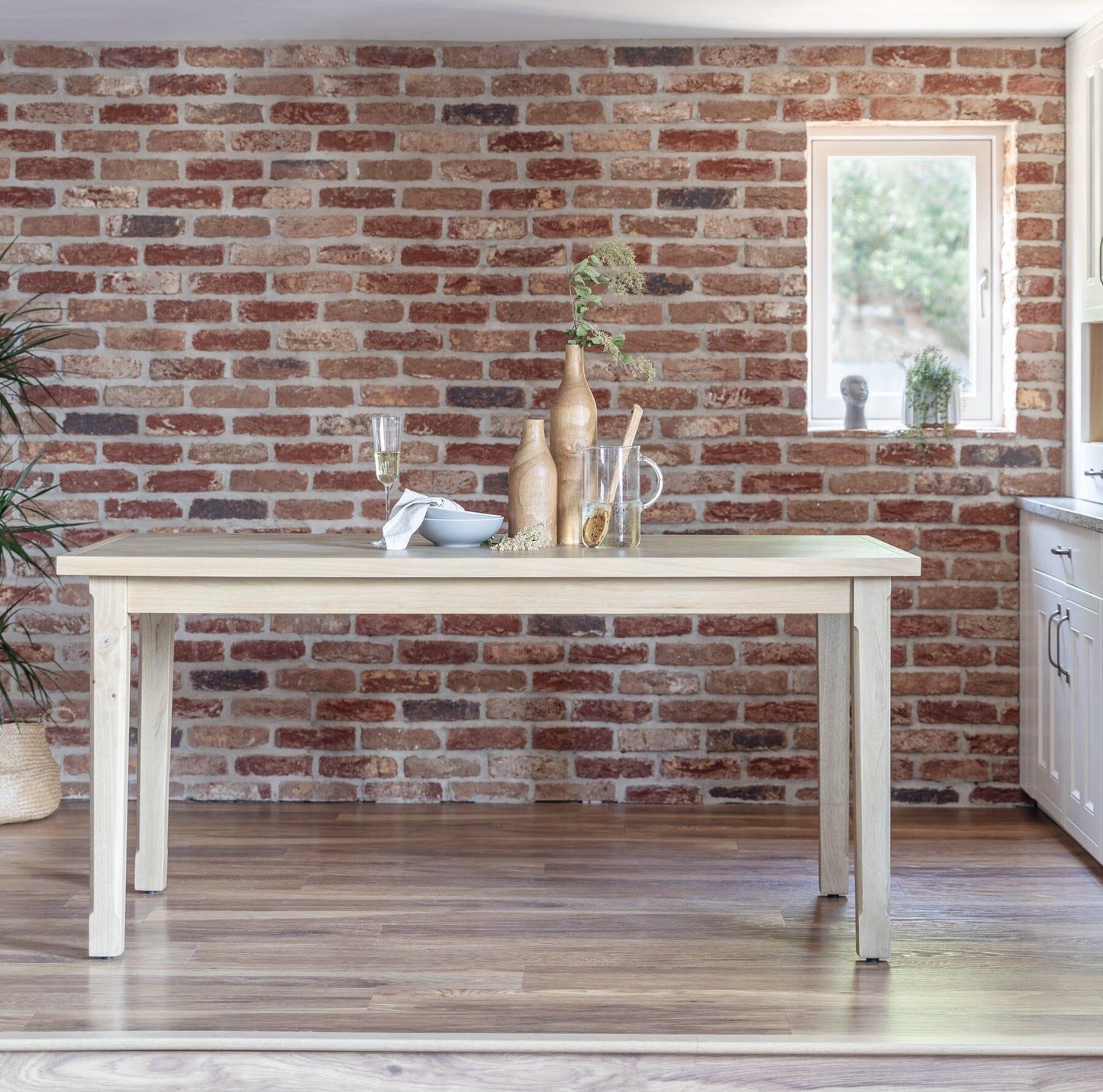 Ella Pale Oak Dining Table Set - 6 Seater - Freya Grey Carver Chairs - 160cm - Laura James