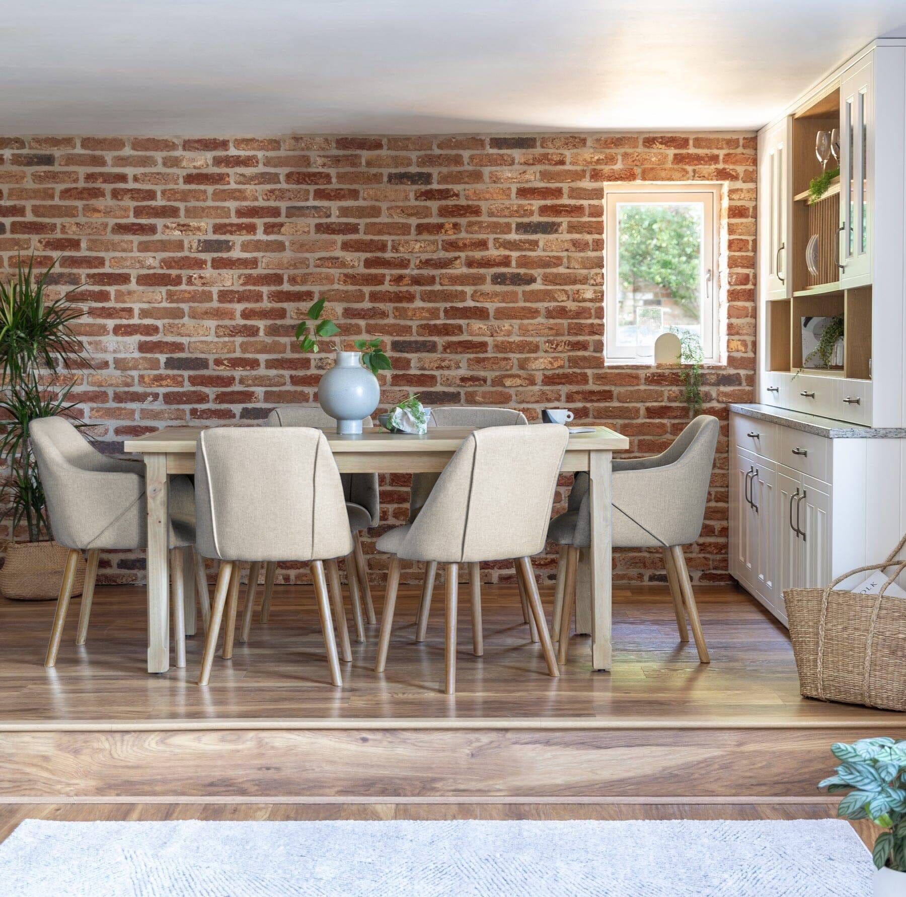 Ella Seater Pale Oak Dining Table Set Freya Oatmeal Carver