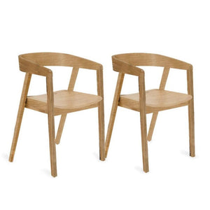 Ella Pale Oak Wood Dining Armchairs - Set of 2