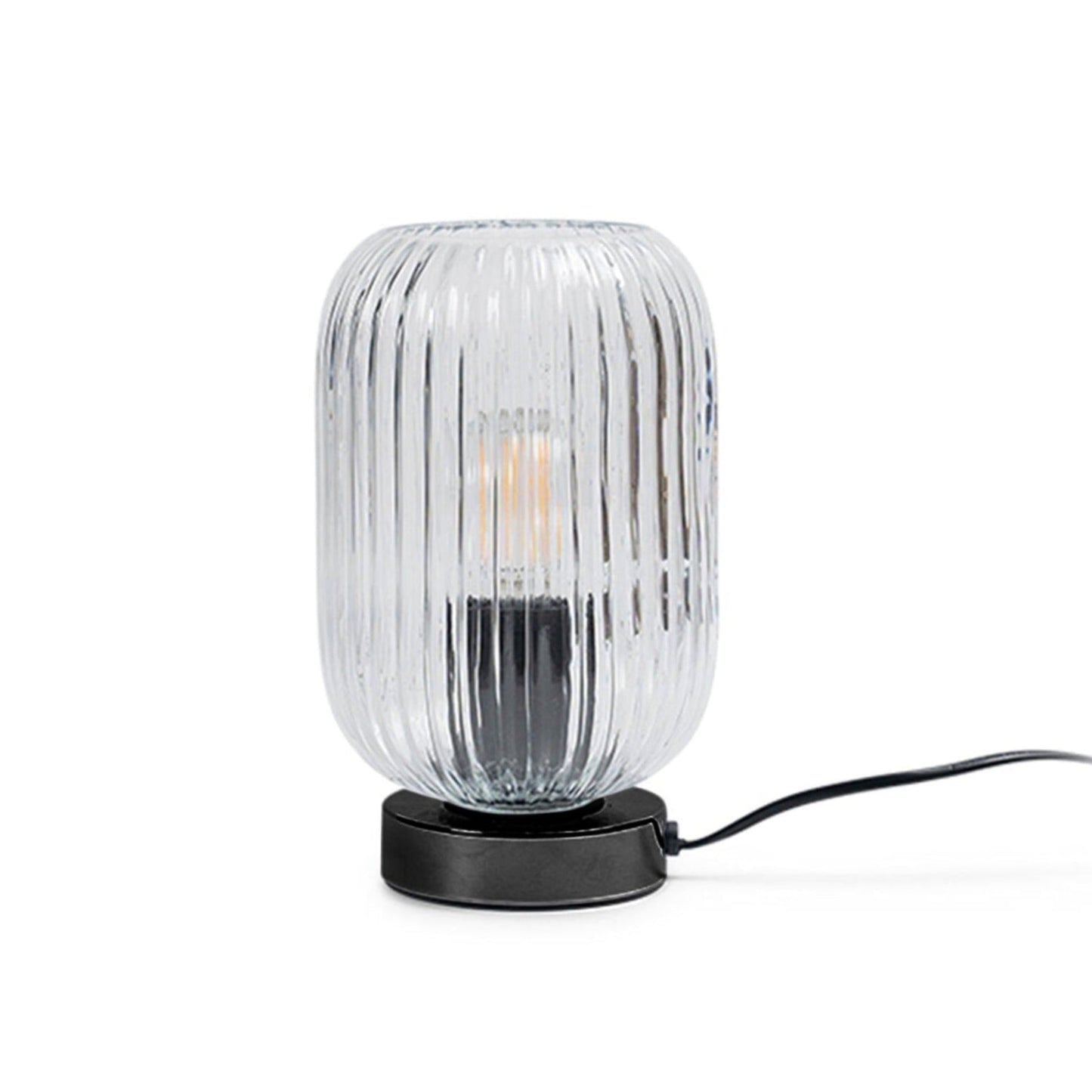 Elland 22.5cm Glass Table Lamp - Clear & Black - Laura James 