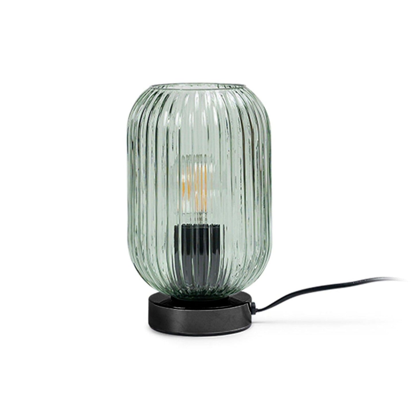 Elland 22.5cm Glass Table Lamp - Sage Green & Black - Laura James 