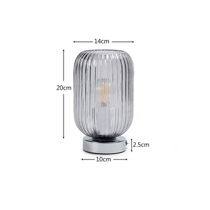 Smoked Fluted Glass Table Lamp with Chrome Base - Laura James