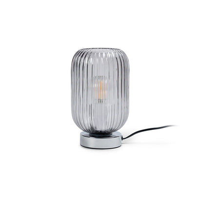 Smoked Fluted Glass Table Lamp with Chrome Base - Laura James