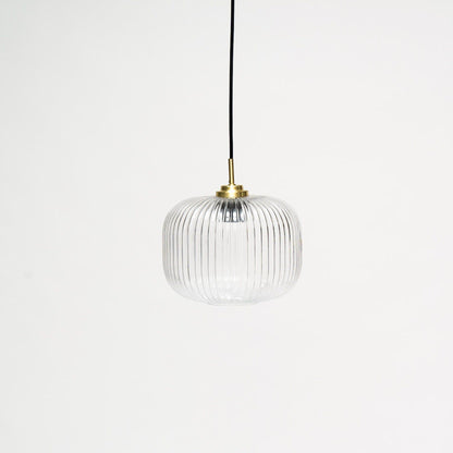 Clear Fluted Glass Gold Pendant Light