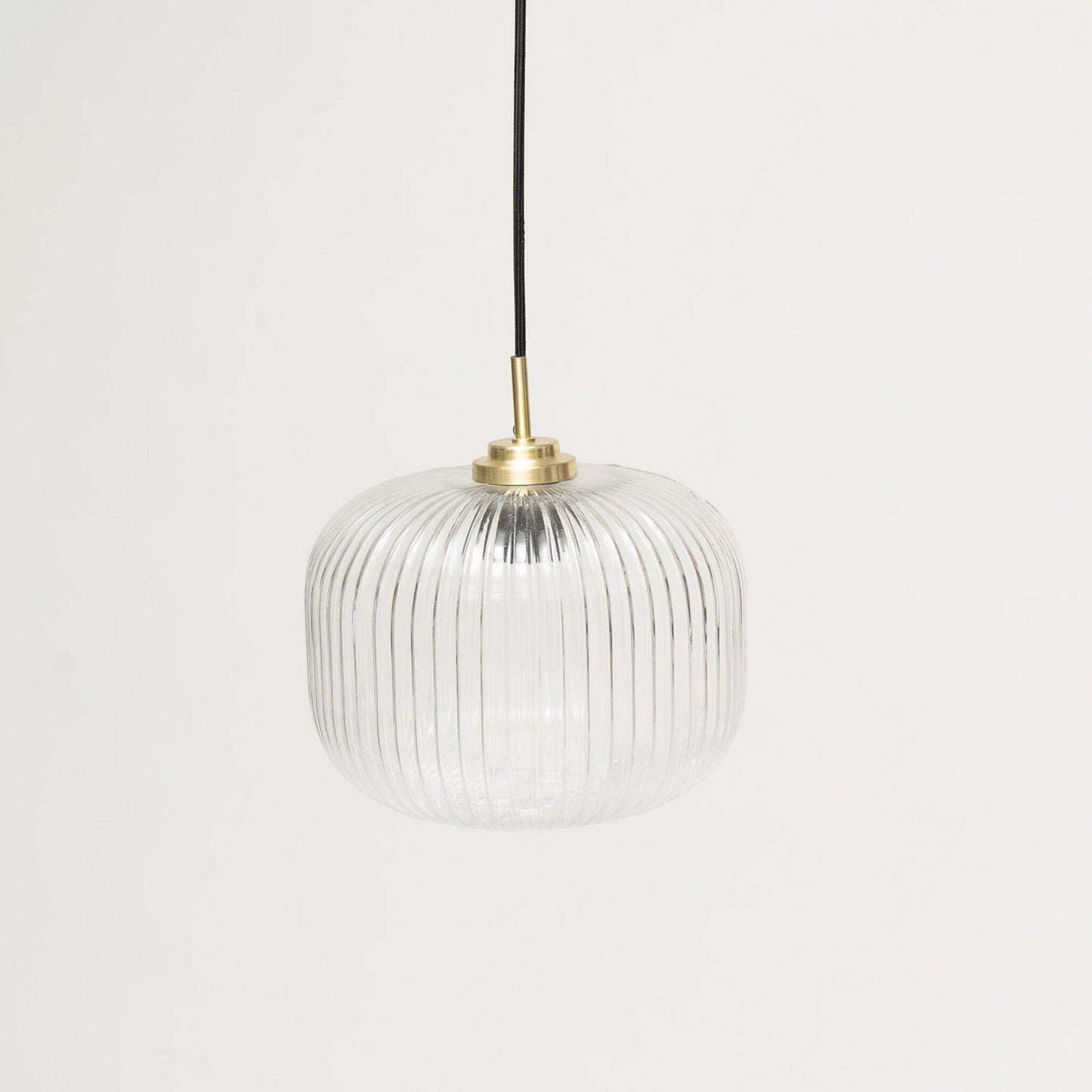 Clear Fluted Glass Gold Pendant Light