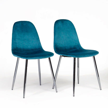 Ellis dining chairs - set of 2 - teal and chrome - Laura James