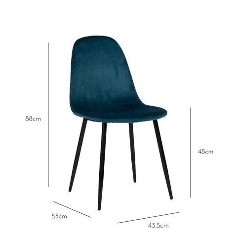 Ellis dining chairs - set of 2 - teal and chrome - Laura James