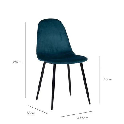 Ellis dining chairs - set of 2 - teal and chrome - Laura James