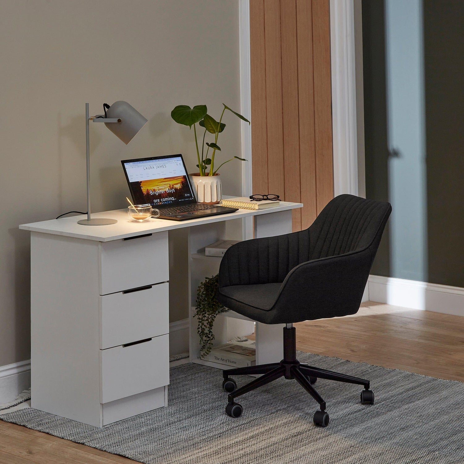 Essie 3 Drawer Desk - White - Laura James