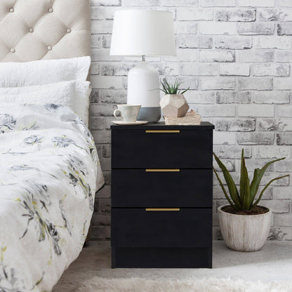 Essie 4 Piece Bedroom Set - 5 Chest of Drawers - Pitch Black