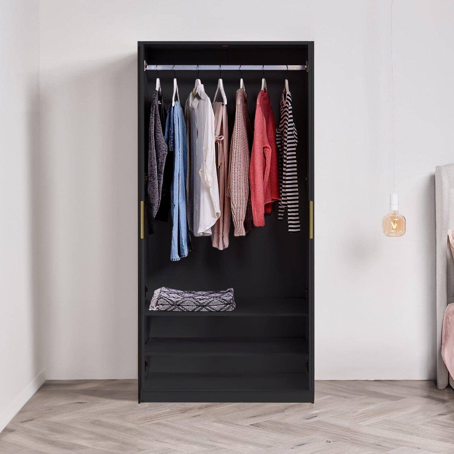 Essie 4 Piece Bedroom Set - 5 Chest of Drawers - Pitch Black