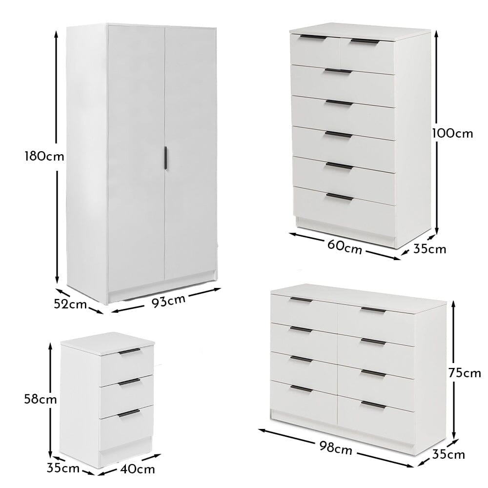 Essie Wardrobe and Drawers Bedroom Set - Pure White