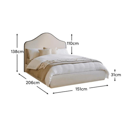 Odette Double Ottoman Bed - Ivory - Jet Black Piping - Laura James
