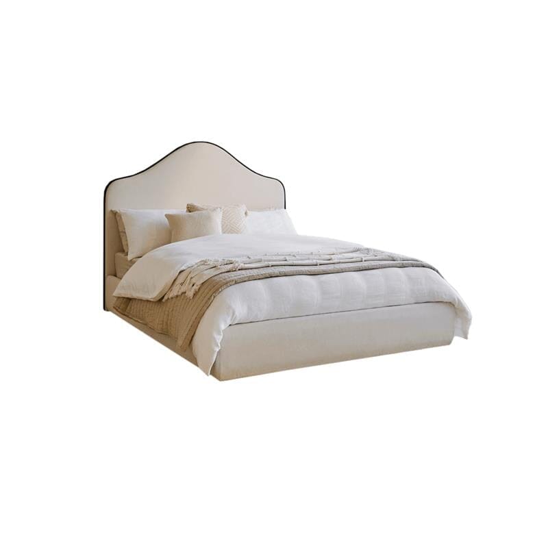 Odette Double Ottoman Bed - Ivory - Jet Black Piping - Laura James