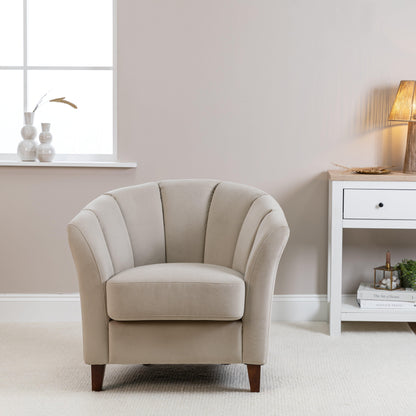 Florence Clay Armchair with Dark Oak Legs - Laura James