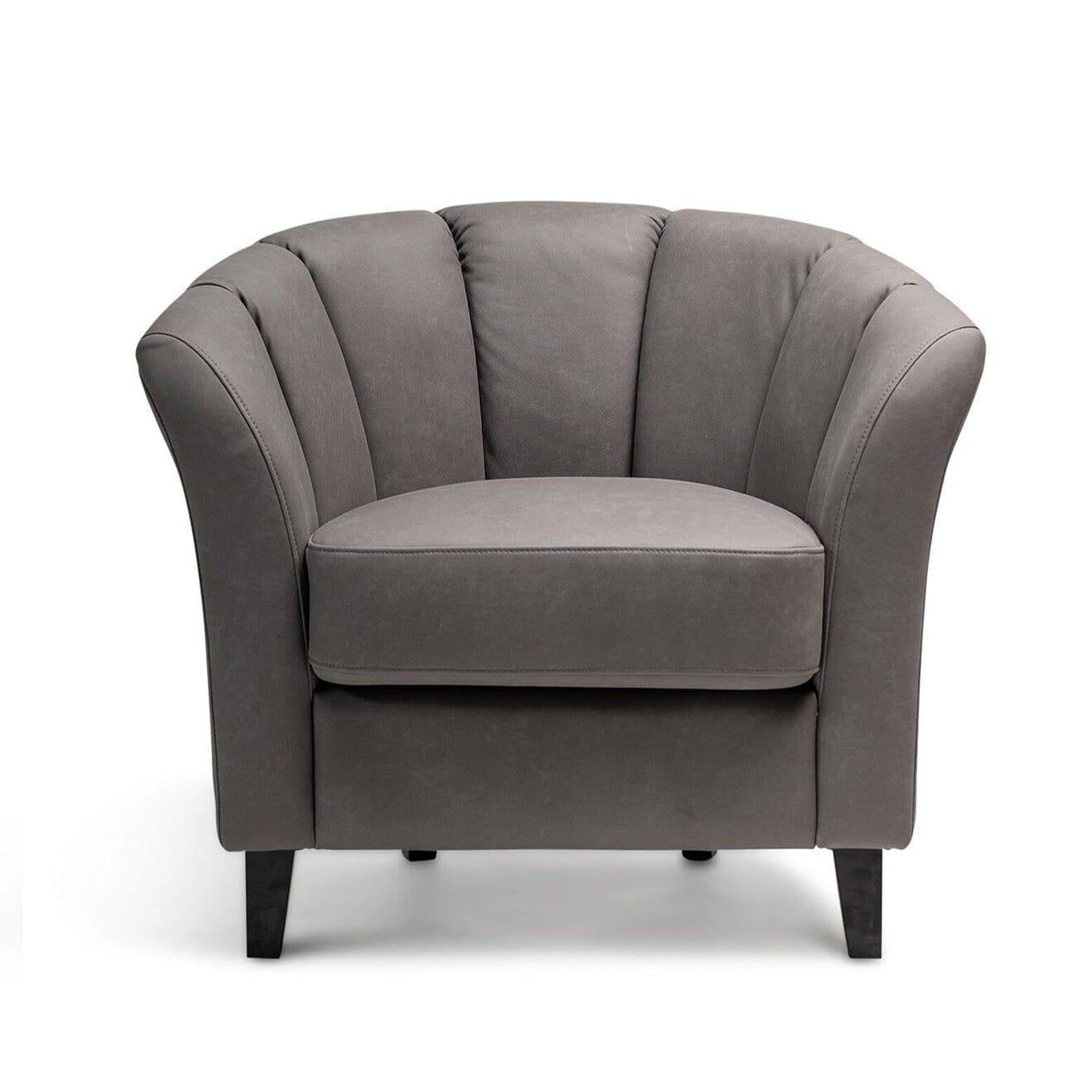 Florence Steel Grey Vegan Leather Armchair with Black Legs - Laura James