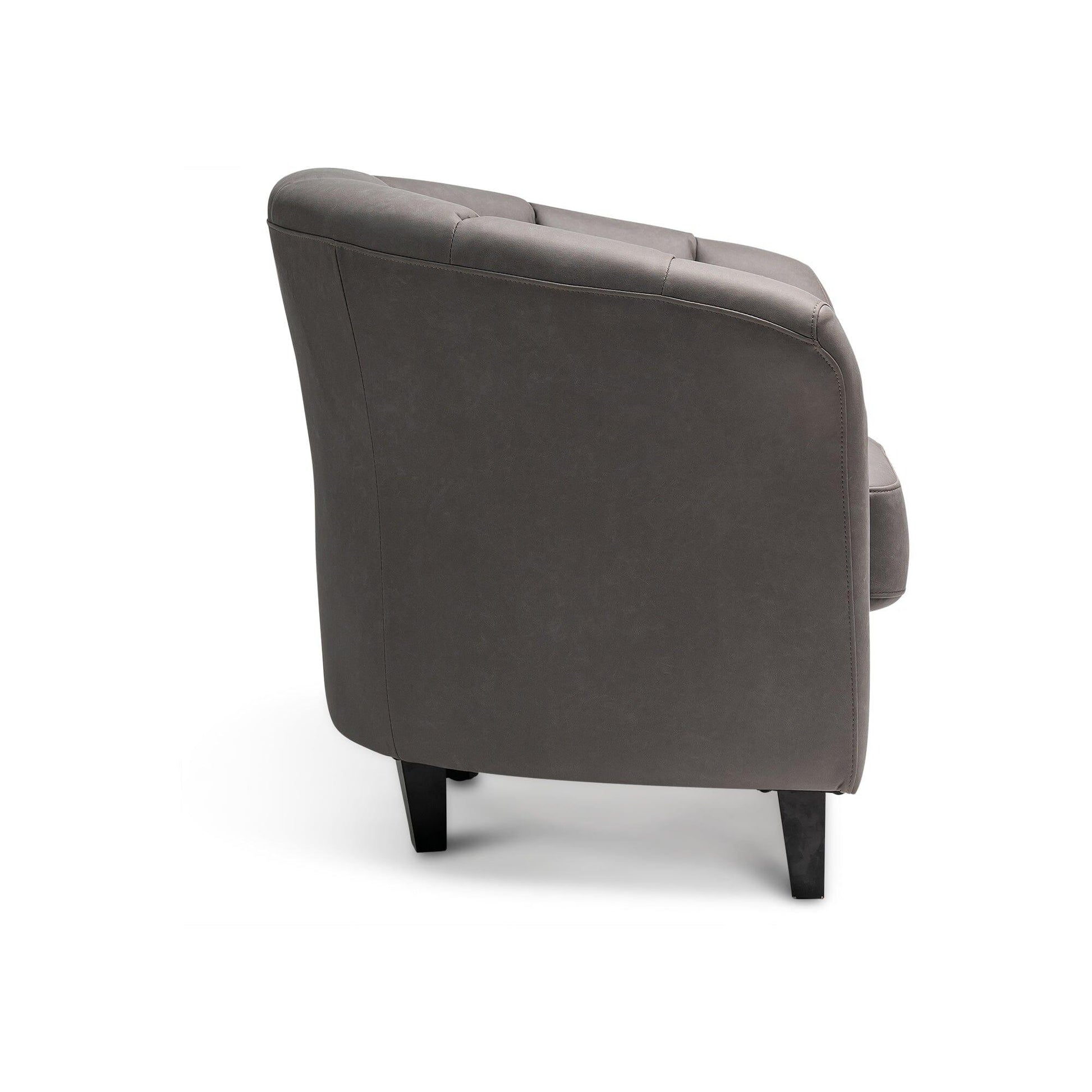 Florence Steel Grey Vegan Leather Armchair with Black Legs - Laura James