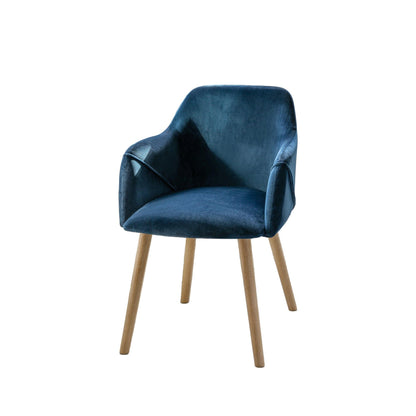 Freya Ink Blue Dining Armchairs - Set of 2 - Chalked Mangowood Legs - Laura James 