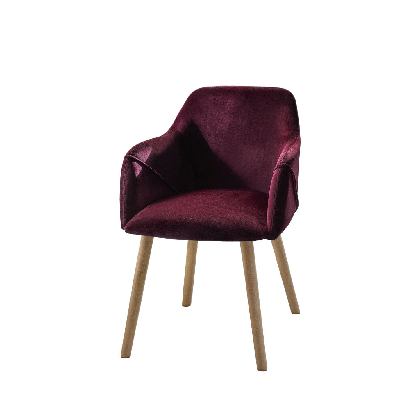 Freya Burgundy Red Dining Armchairs - Set of 2 - Chalked Mango Wood Legs