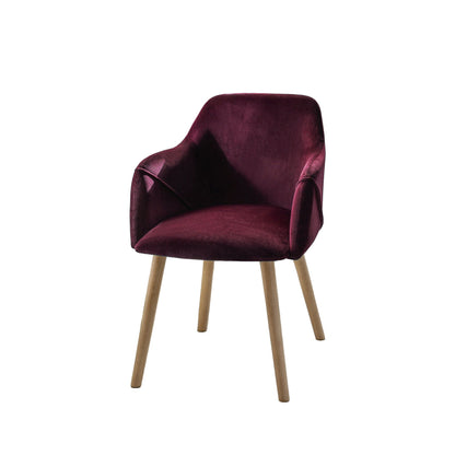 Freya Burgundy Red Dining Armchairs - Set of 2 - Chalked Mango Wood Legs