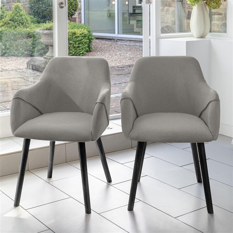 Freya Fossil Dining Room Armchair - Black Legs - Laura James
