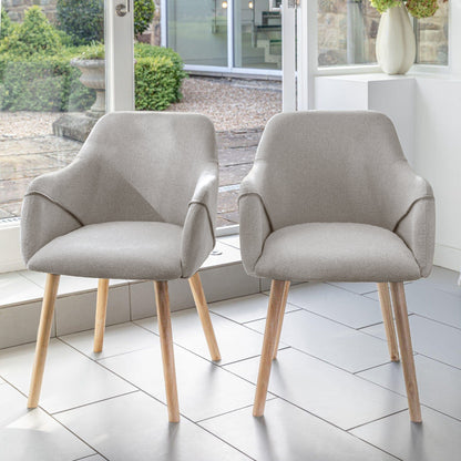 Freya Fossil Armchairs - Set of 2 - Whitewash Oak Legs - Laura James 