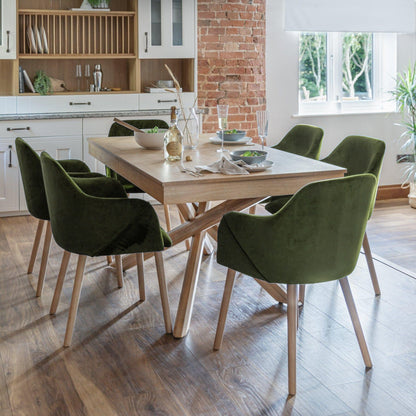 Freya Armchairs - Set Of 2 - Fern Green with Whitewash Oak Legs