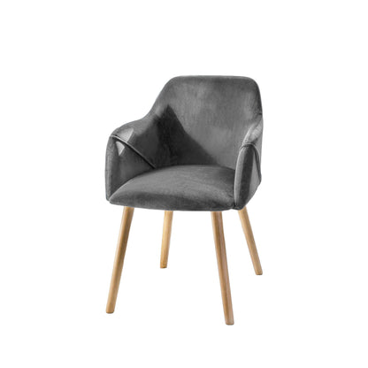 Freya armchairs - set of 2 - grey velvet and pale oak - Laura James