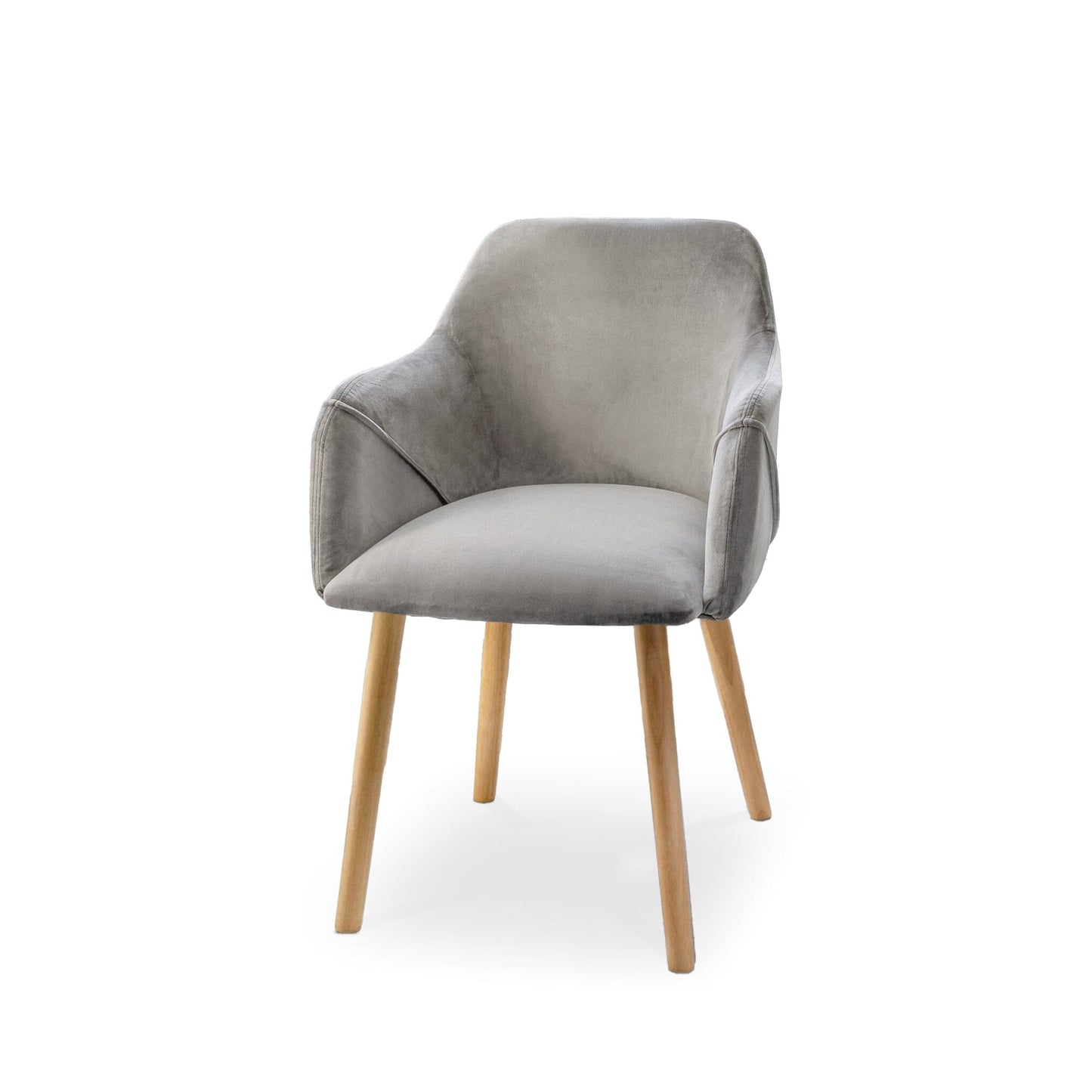 Ella 160cm Pale Oak Dining Table Set - 6 Seater - 4 Freya Dining Chairs with  2 Freya Armchairs - Mist Grey with Pale Oak Legs - Laura James