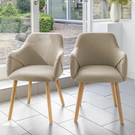 Freya Sand Armchairs - Set of 2 - Pale Oak Legs - Laura James
