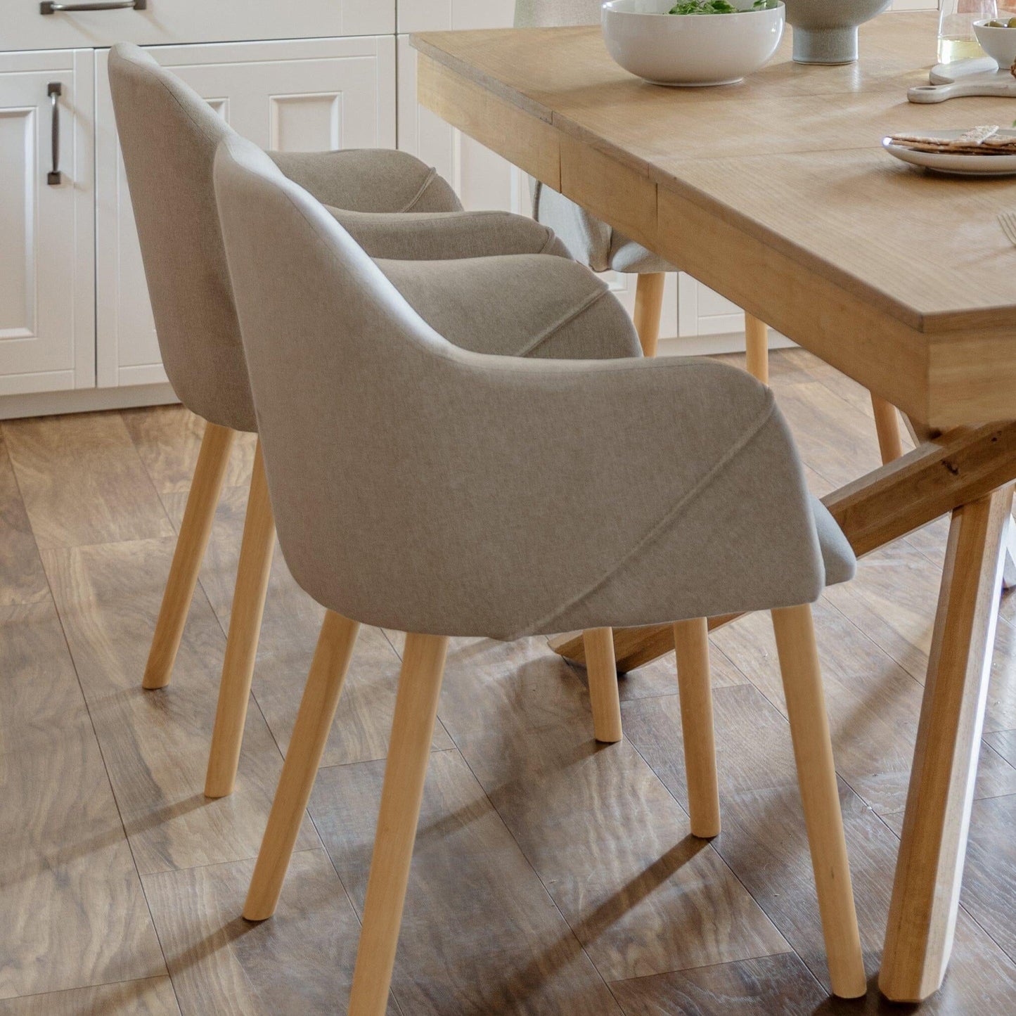 Freya Sand Armchairs - Set of 2 - Pale Oak Legs