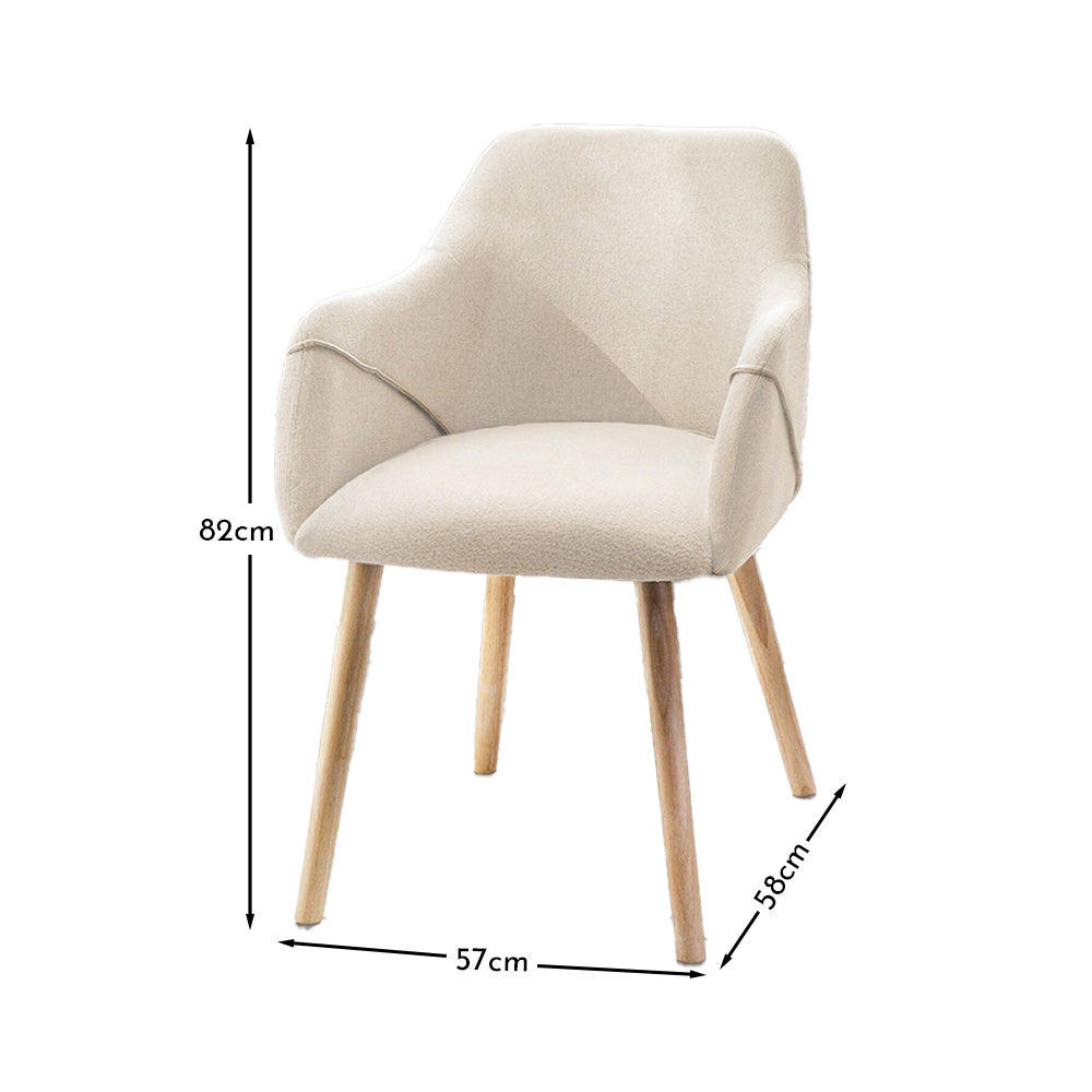 Freya Armchairs - Set Of 2 - Boucle with Whitewash Oak Legs